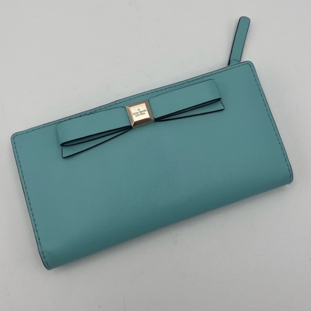 Kate Spade Montford Park Stacy Giverny Blue Patent Leather Clutch Wallet